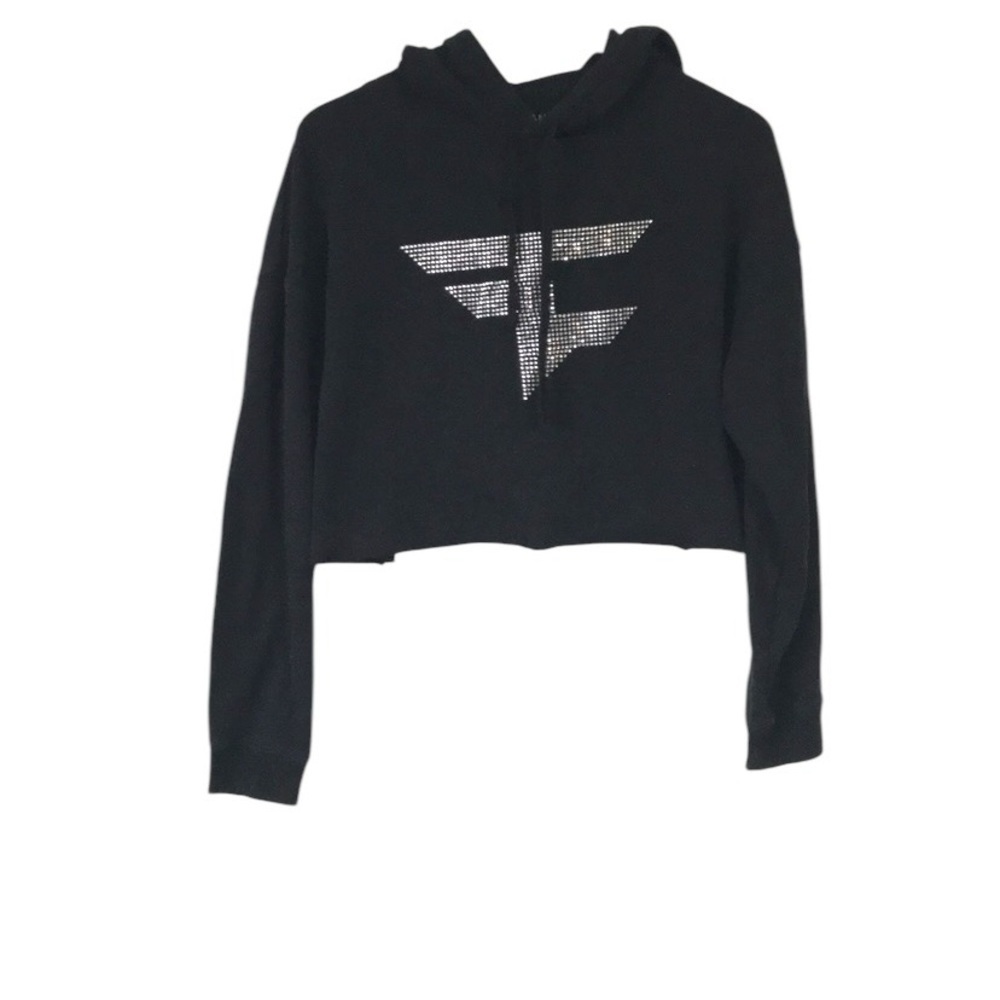 Faze Clan cropped long sleeve hoodie sweatshirt sequins size Small oversized